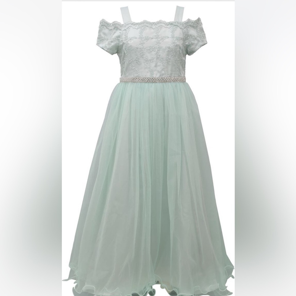 Blue iris and ivy dress elegant cold shoulder used twice with bow in back teal